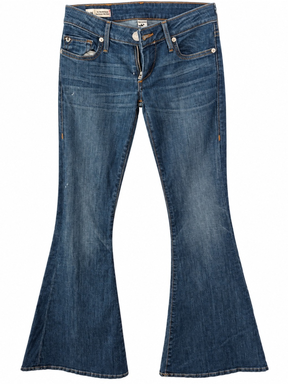 True Religion Karlie Low Rise Blue Bell Bottom Jeans Size 24 Made in USA